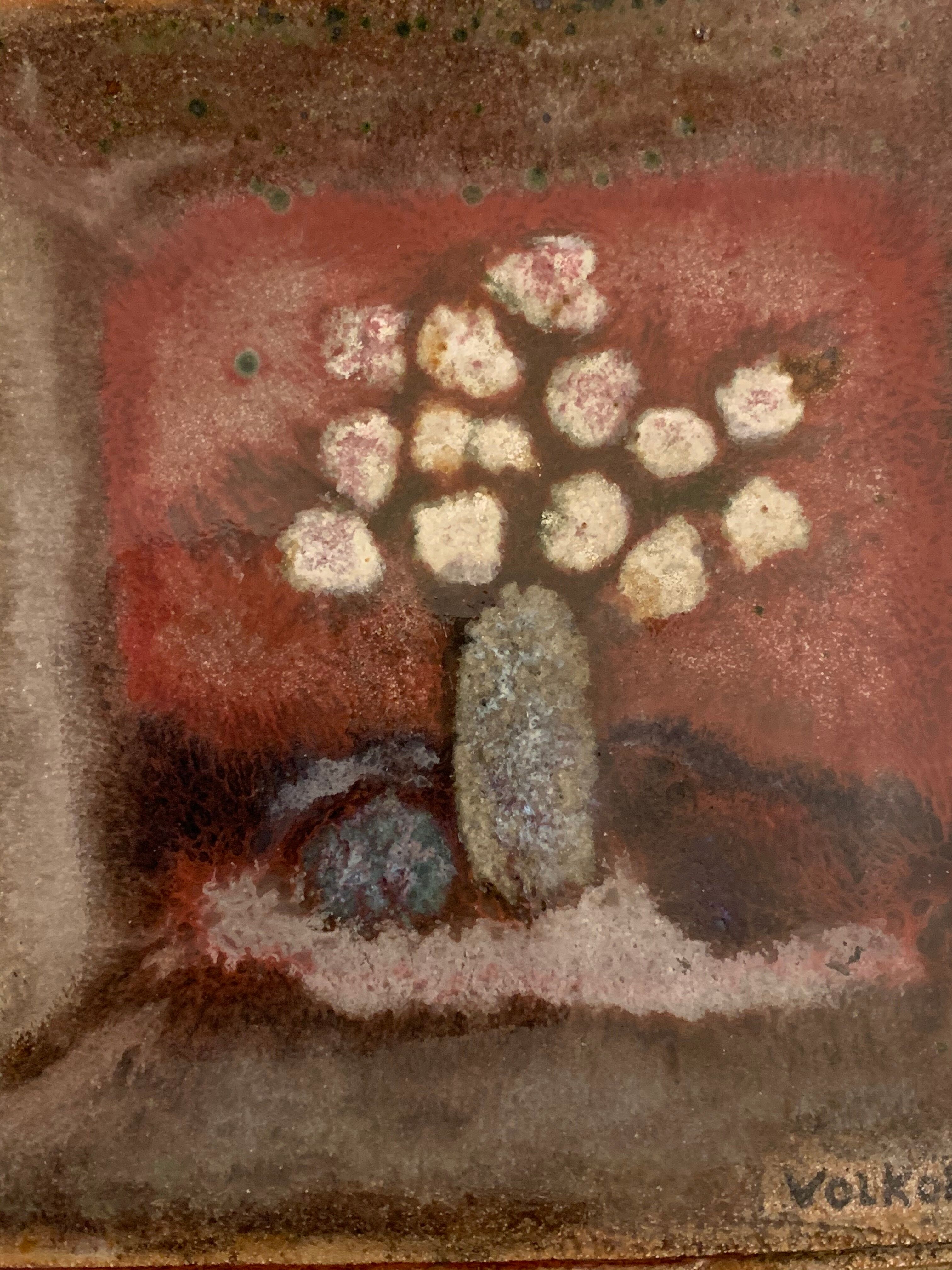 Voldemar Volkoff Vallauris polychrome enamelled sandstone dish