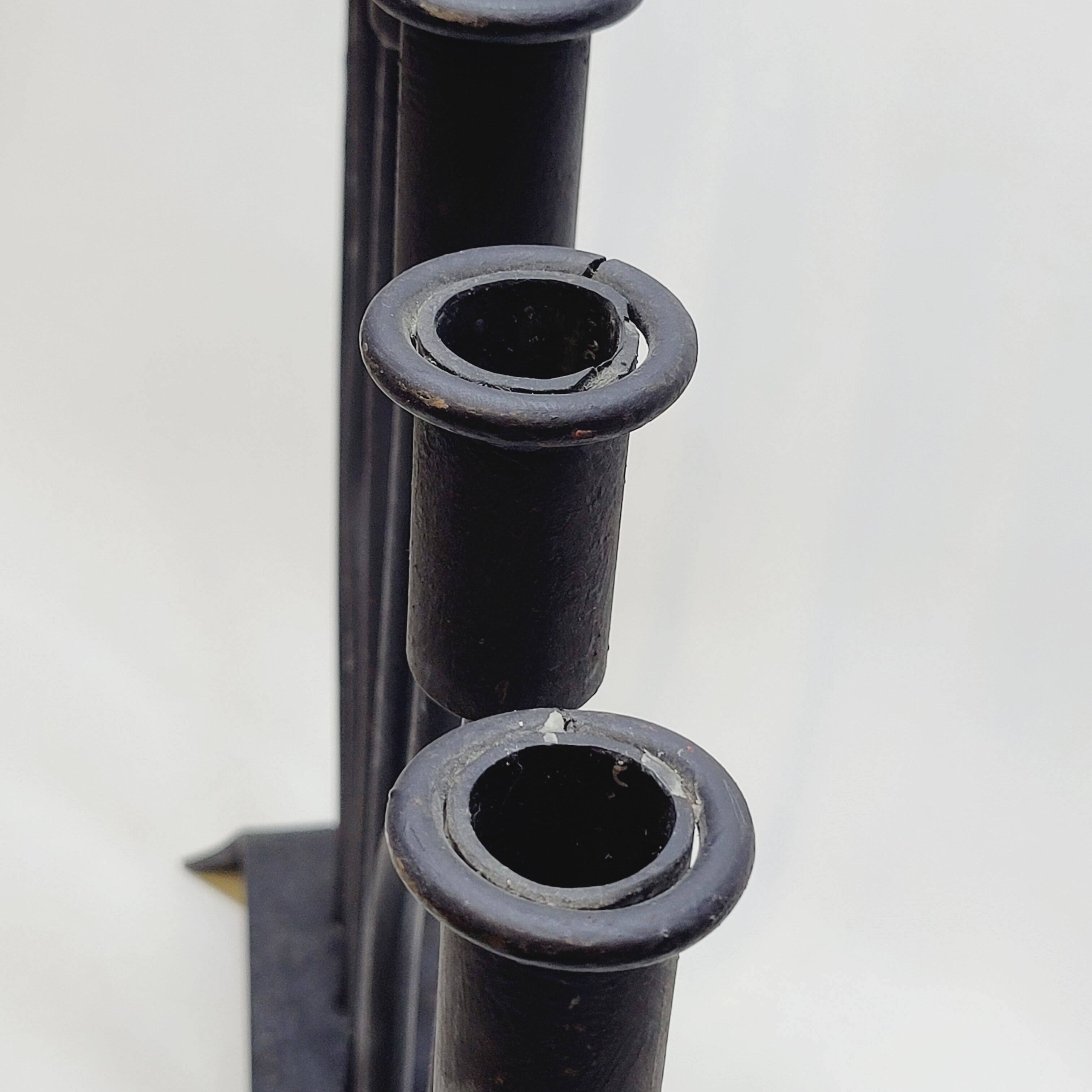 FOLK ART - JUDAICA Menorah Old Candlestick 7 arms of light in wrought iron