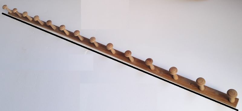 Coat rack 2m, 14 wooden wall hooks
