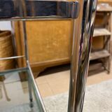 Large vintage rolling trolley in chrome and smoked glass - 1970