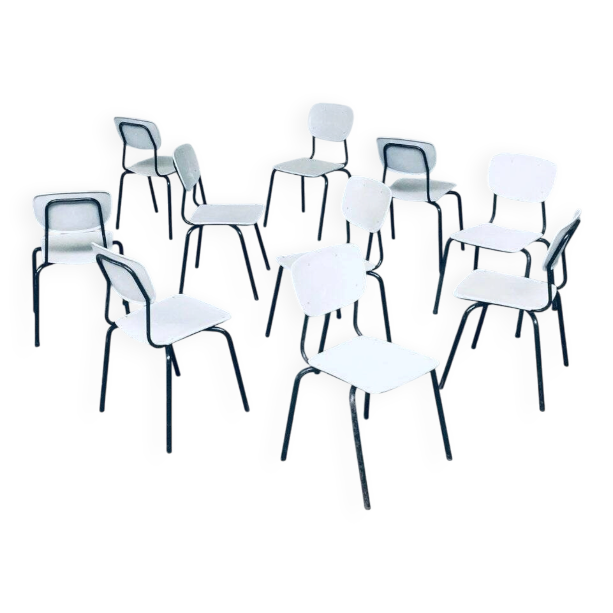 Industrial Dutch Stacking Chairs, 1960s, Set of 10