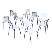 Industrial Dutch Stacking Chairs, 1960s, Set of 10