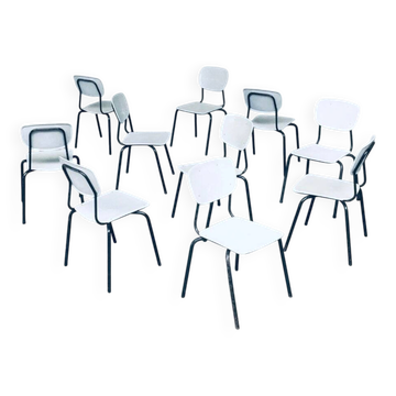 Industrial Dutch Stacking Chairs, 1960s, Set of 10