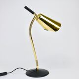 Rare desk and table lamp in brass and leather by Carl Aubock II #4280, Vienna, Austria.