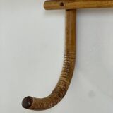 1960s rattan wall hook shelf