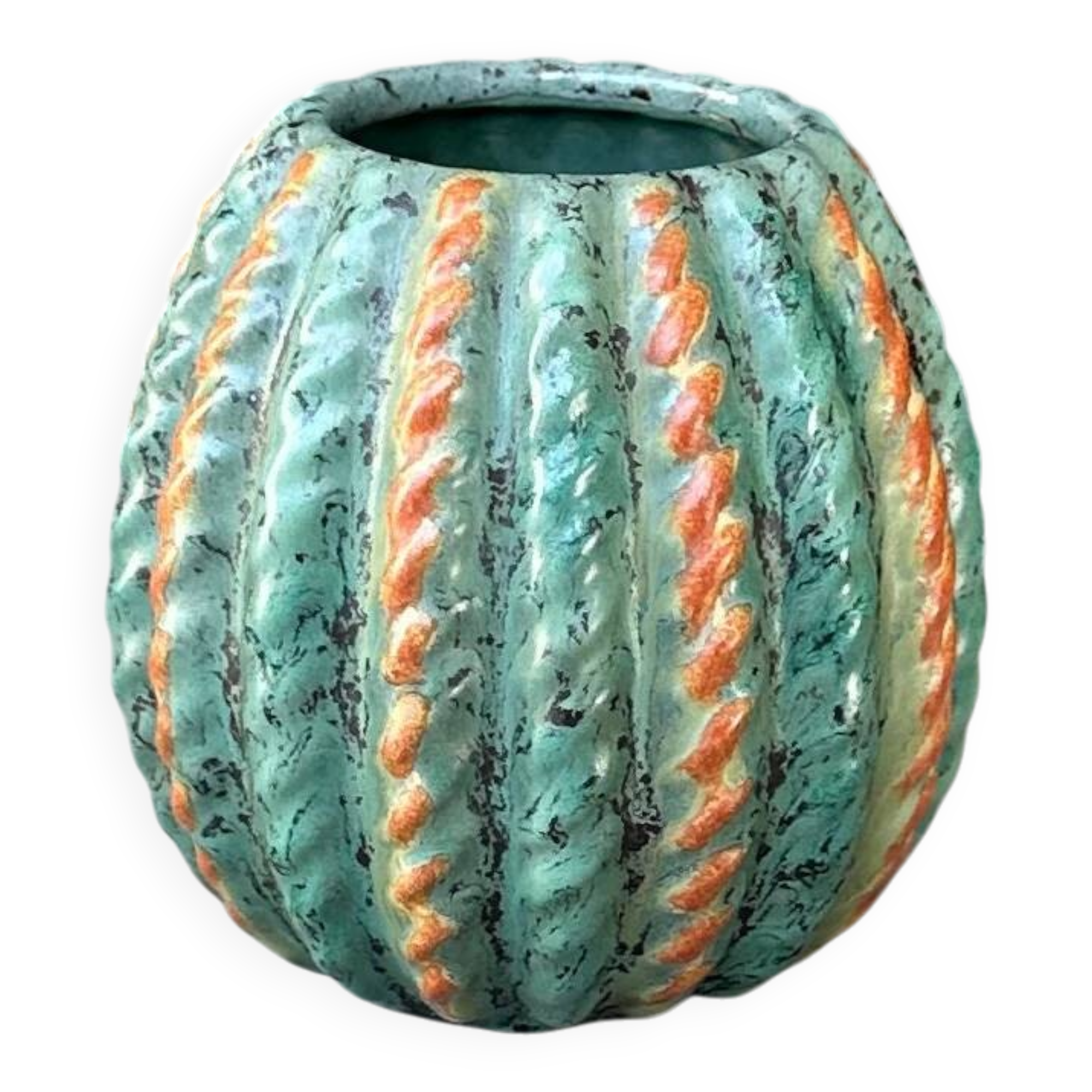 "Melon" vase in glazed ribbed ceramic – Michael Andersen & Sons
