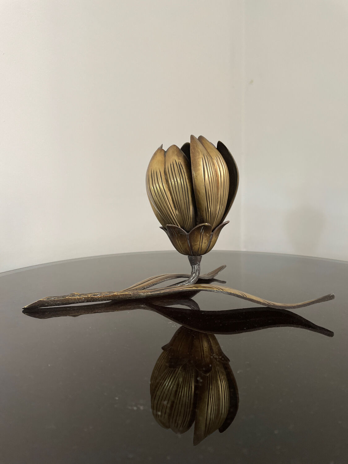 Vintage brass flower ashtray 1970