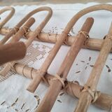 Vintage rattan coat hook with 3 hooks