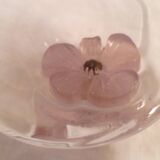 Daum france glass ashtray/pouch in glass paste signed "anemone" decor 70's
