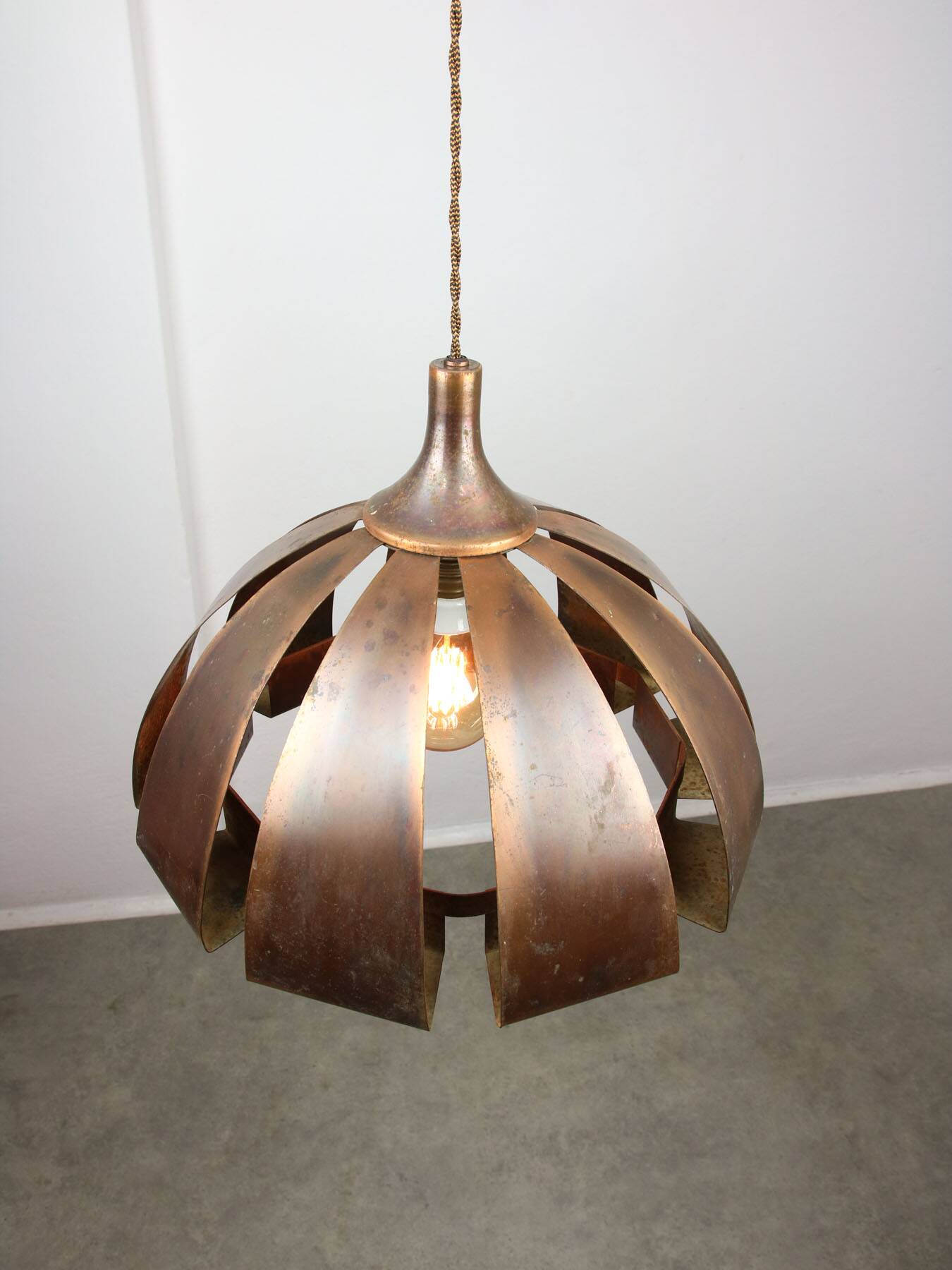 Vintage Italian Copper Colour Pendant Lamp, 70s