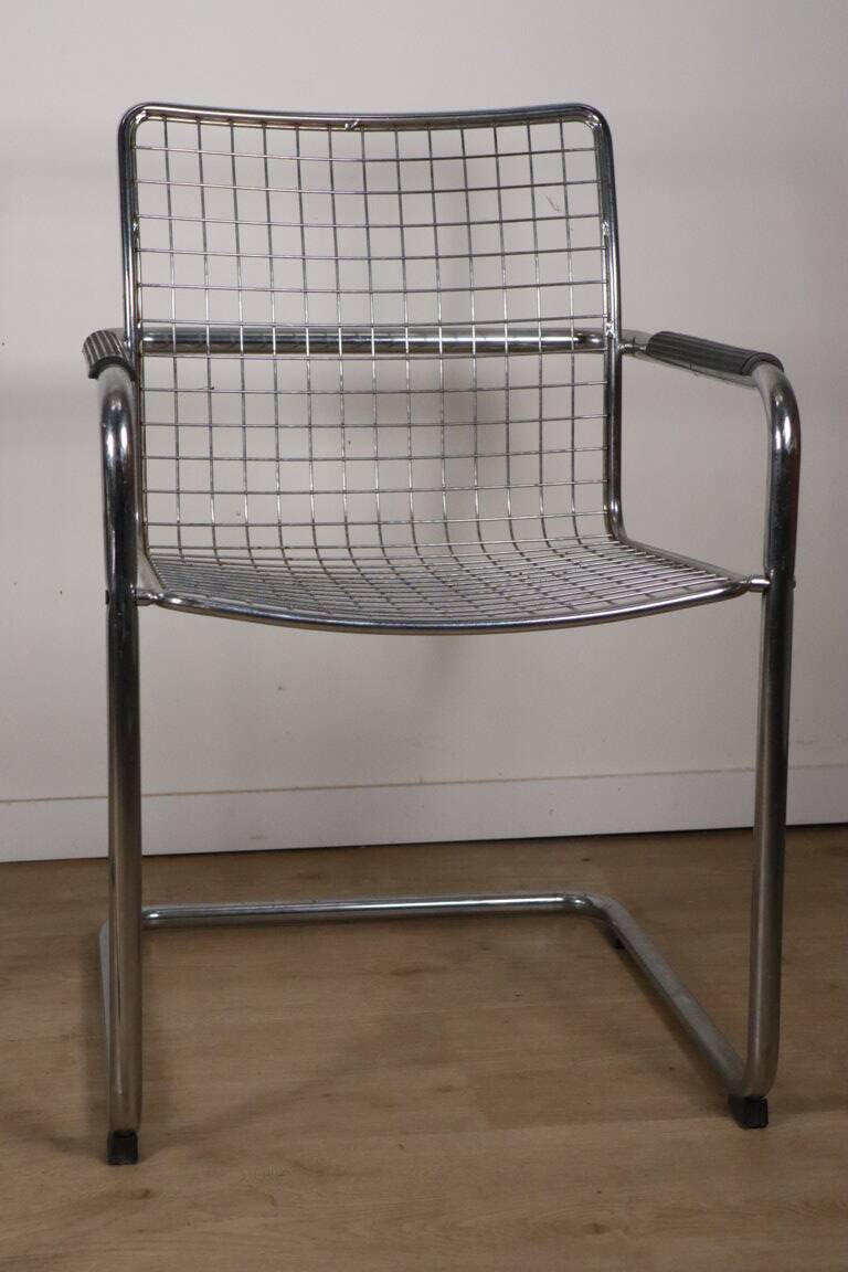 Pair of vintage chrome metal armchairs, 1970
