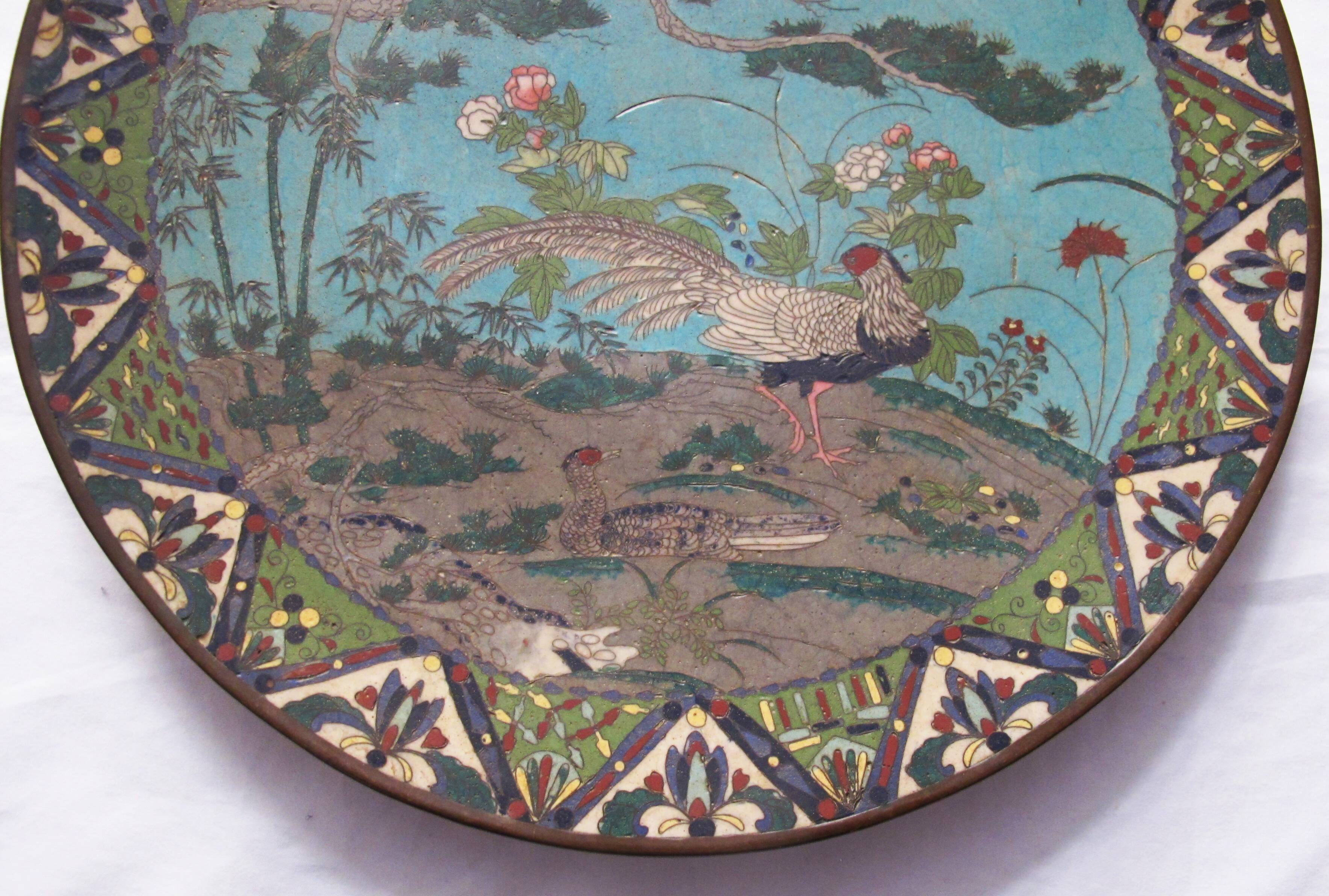 very large Chinese cloisonné enamel dish China 19th century
