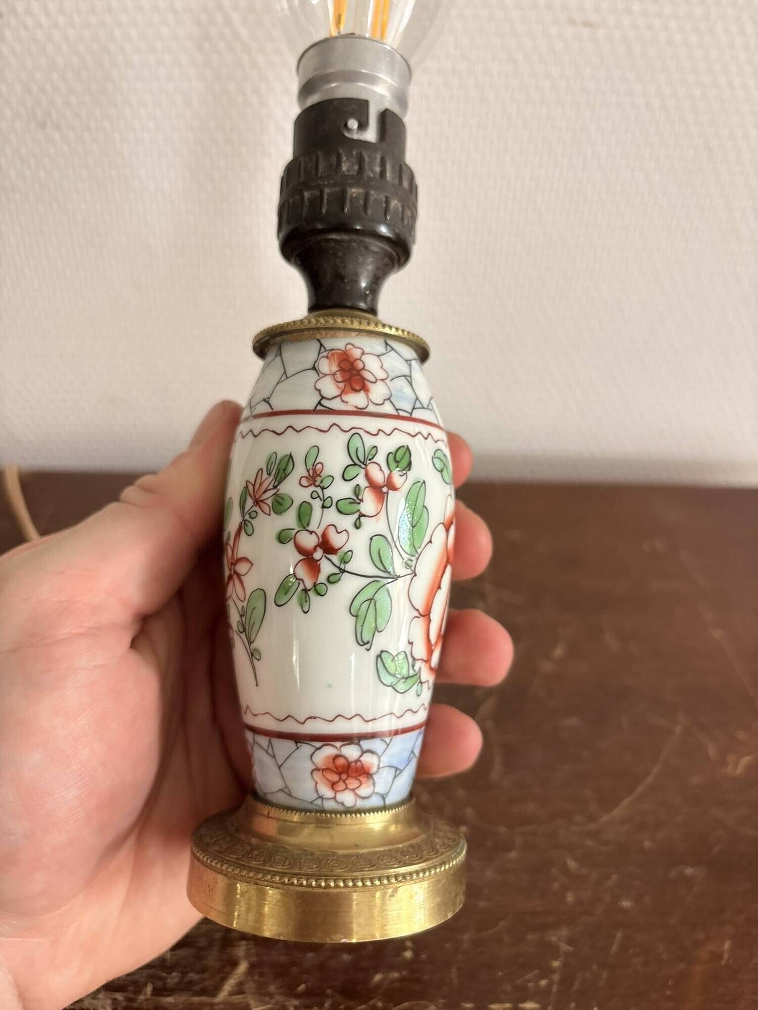 Asian Porcelain Table Lamp with Gilded Brass from China, Japan, Satsuma, Kutani