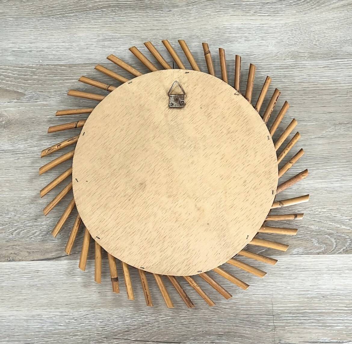 Vintage rattan sun mirror