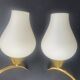 Pair of vintage wall sconces in gilded brass and opaline glass from the 1950s.