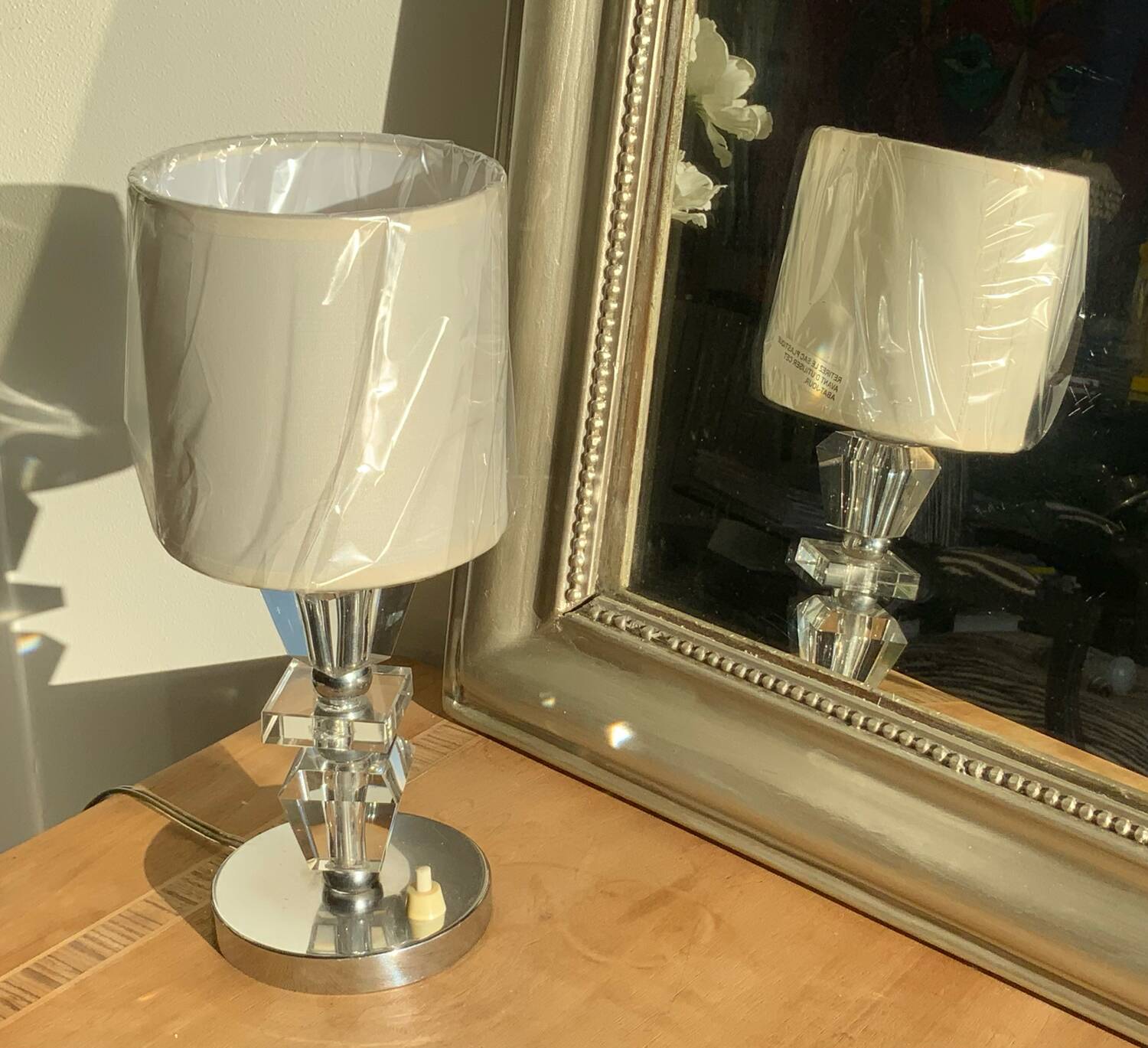 Vintage lamp in crystal and chrome French manufacture PL Shade