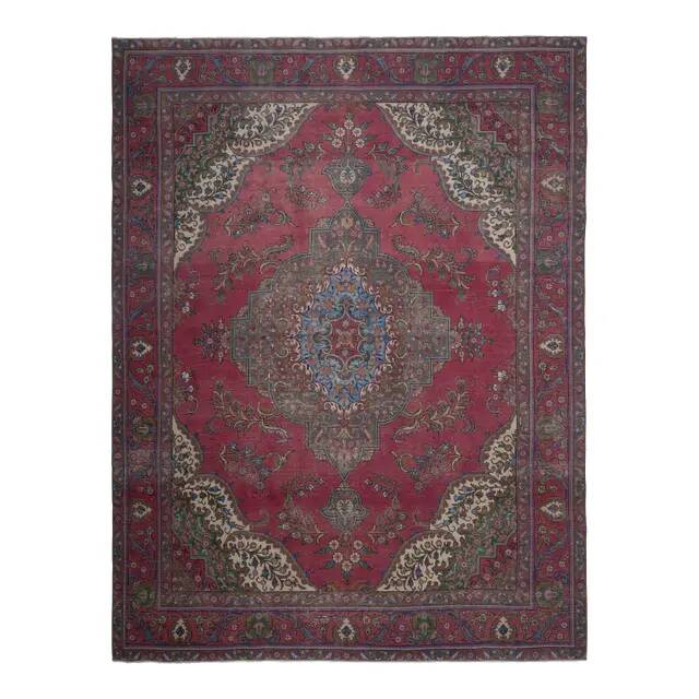 1970s Vintage Persian Handmade Wool Pink Oversized Area Rug 279x390