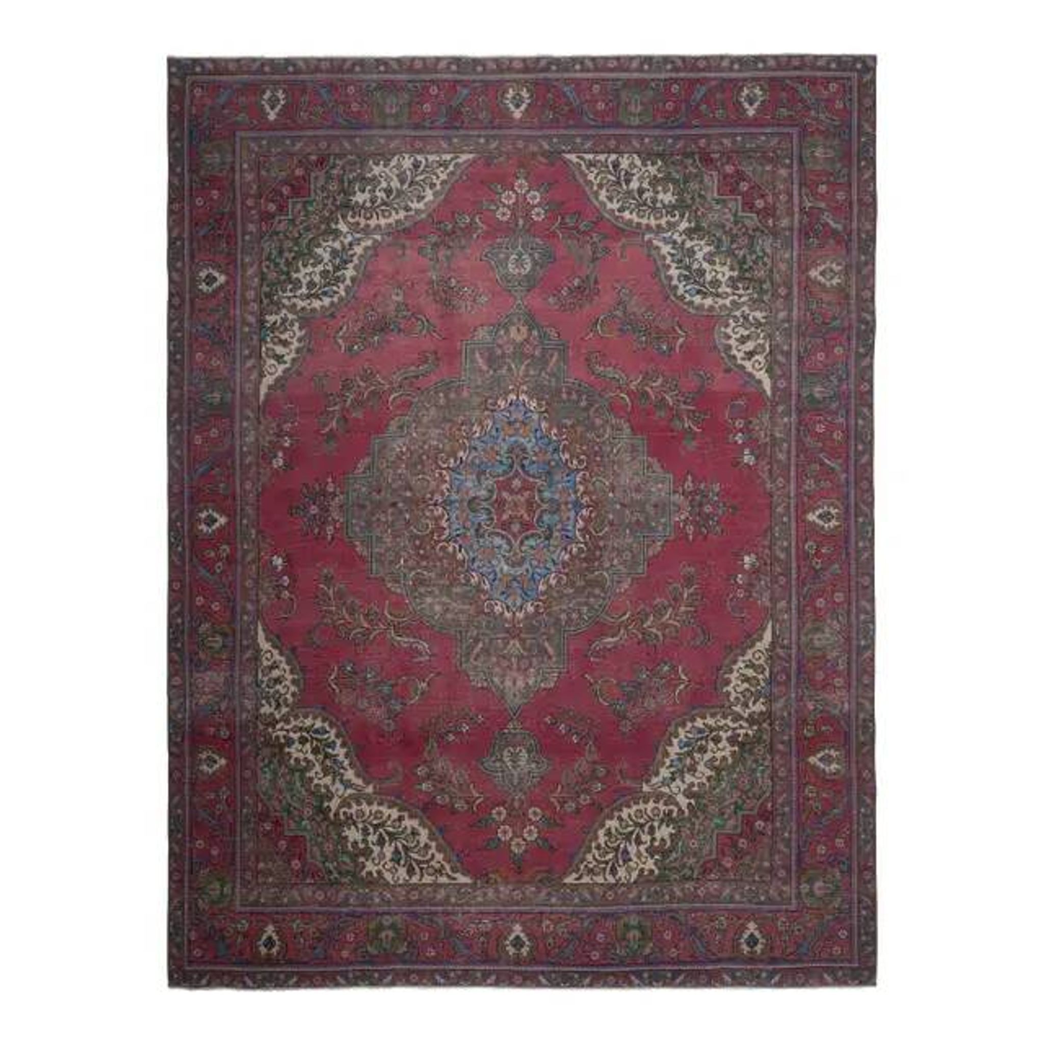 1970s Vintage Persian Handmade Wool Pink Oversized Area Rug 279x390