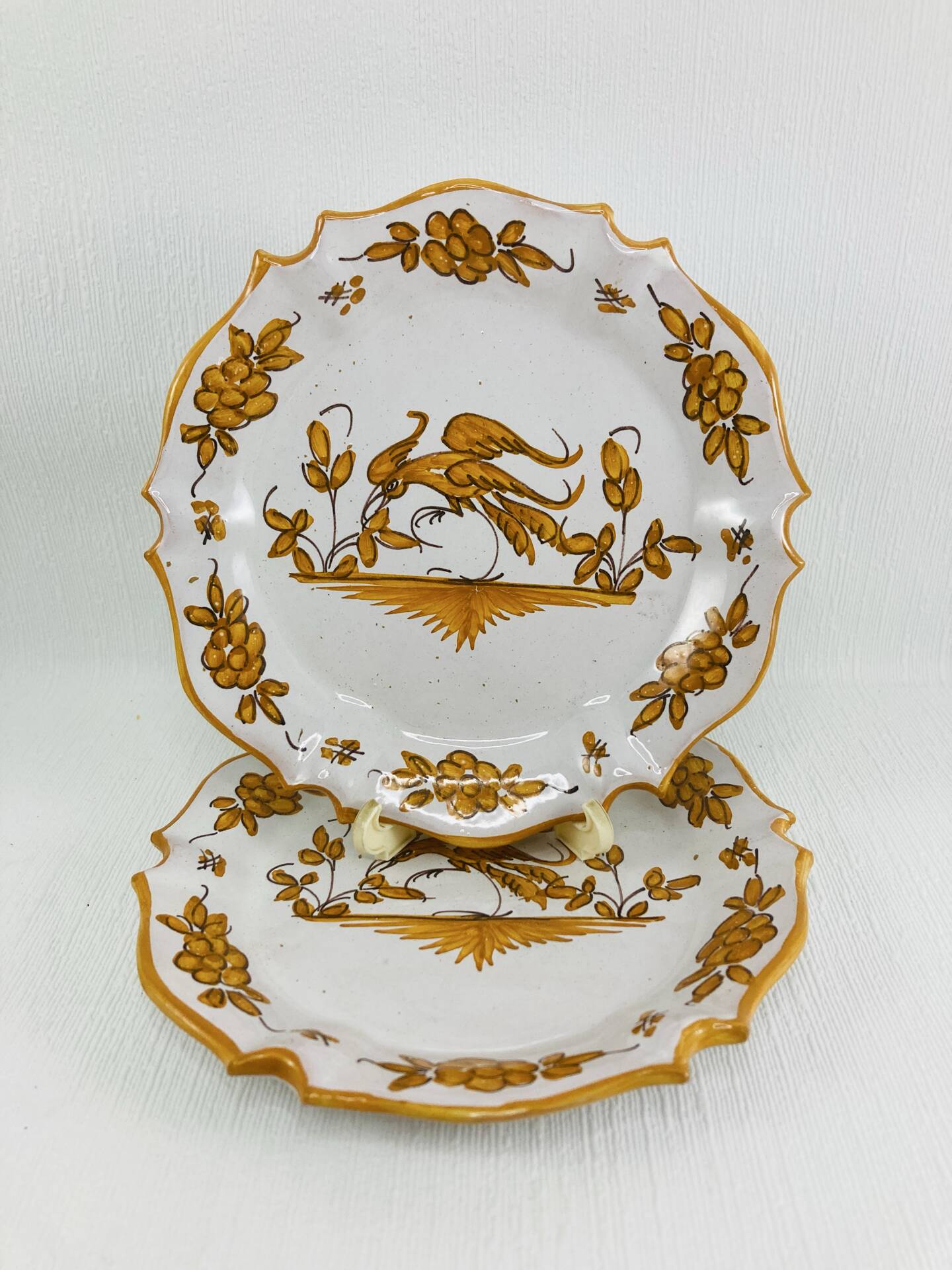 Pair of Small Bread Plates Faience Martres-Tolosane Ochre Decor