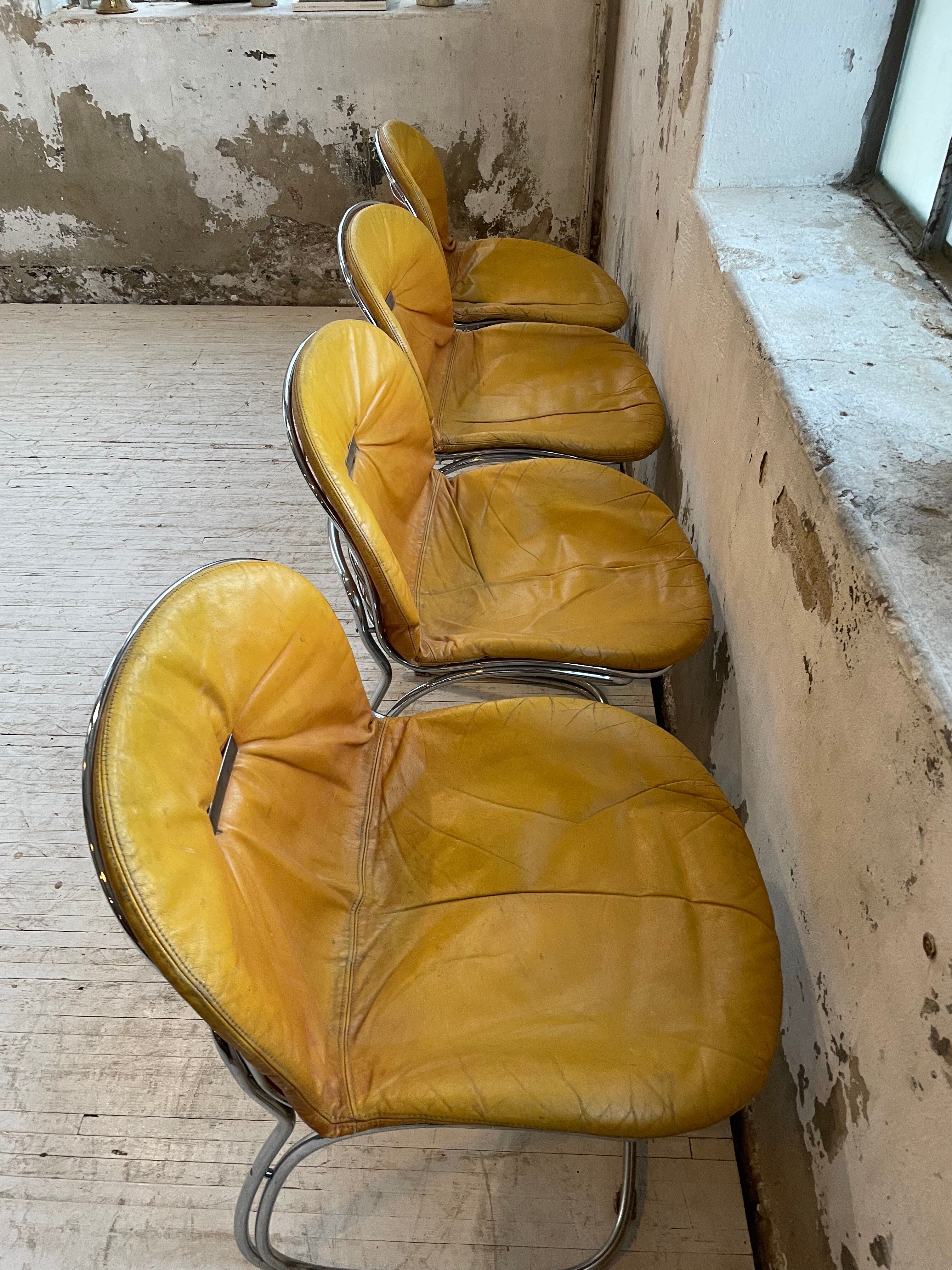 4 chairs Rinaldi "Sabrina" yellow leather