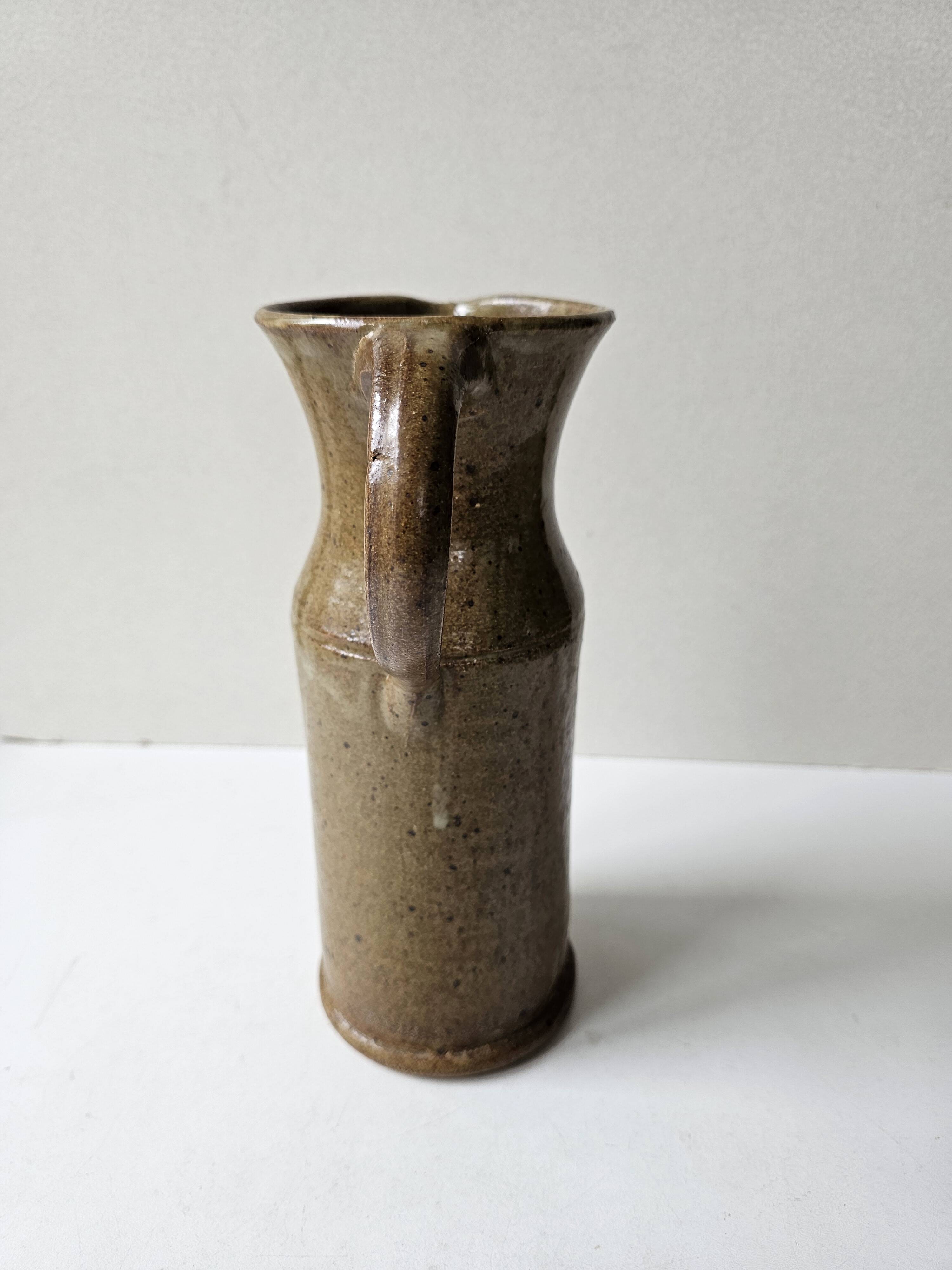 Stoneware ceramic pitcher signed poterie du bois de Laud