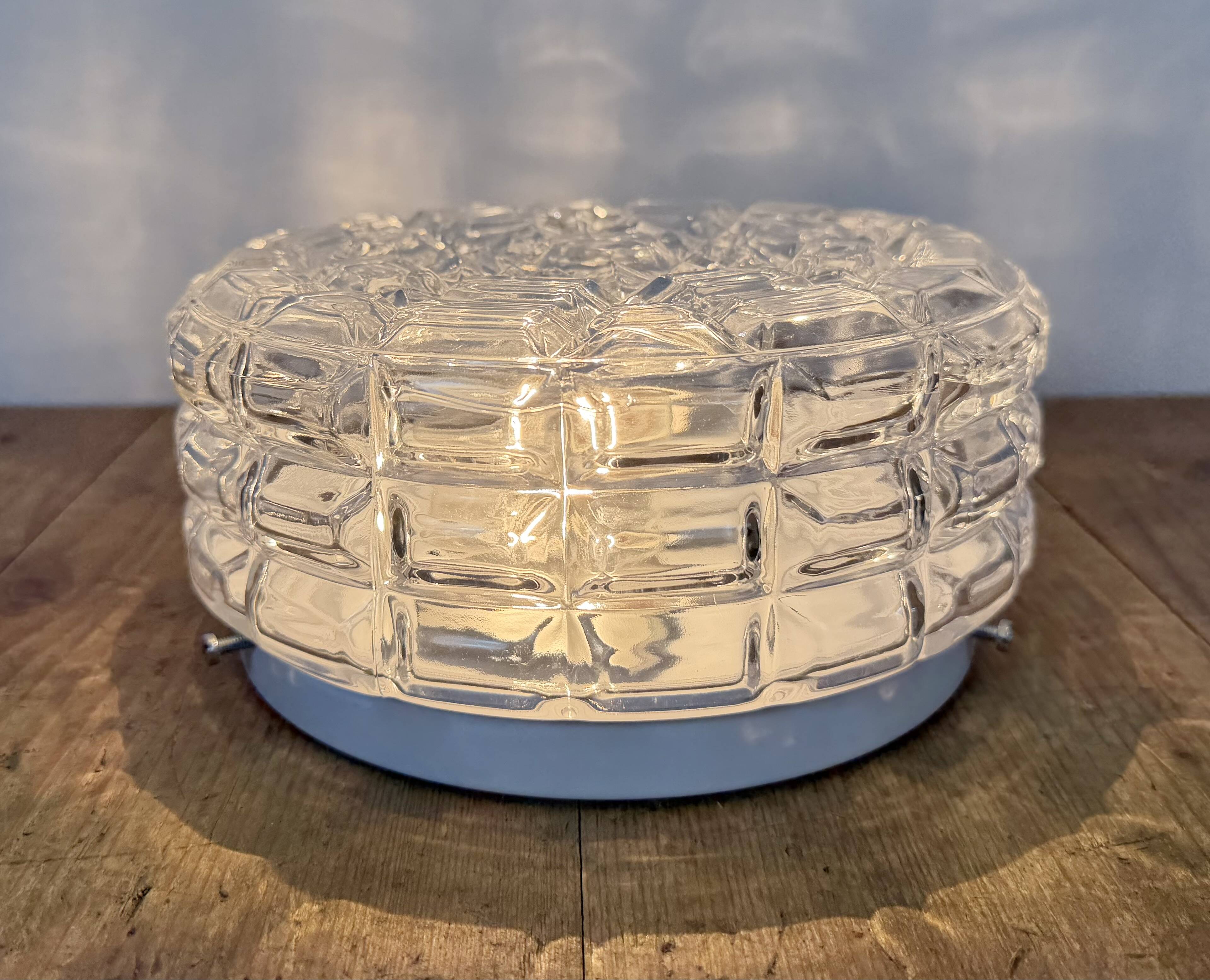 Vintage Glass Wall or Ceiling Light, 1970s