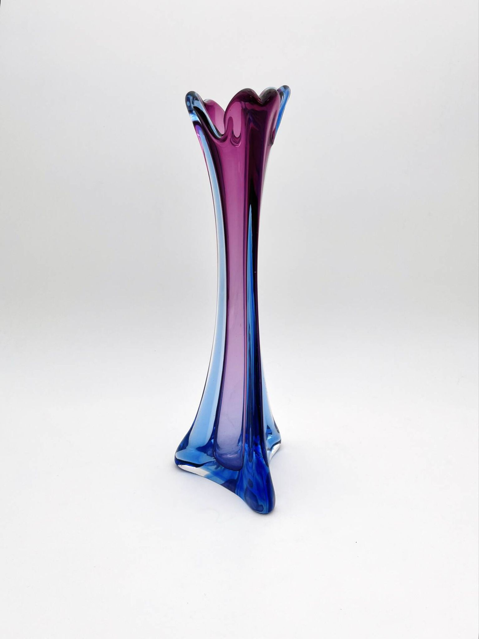 Vase Sommerso Murano violet et bleu