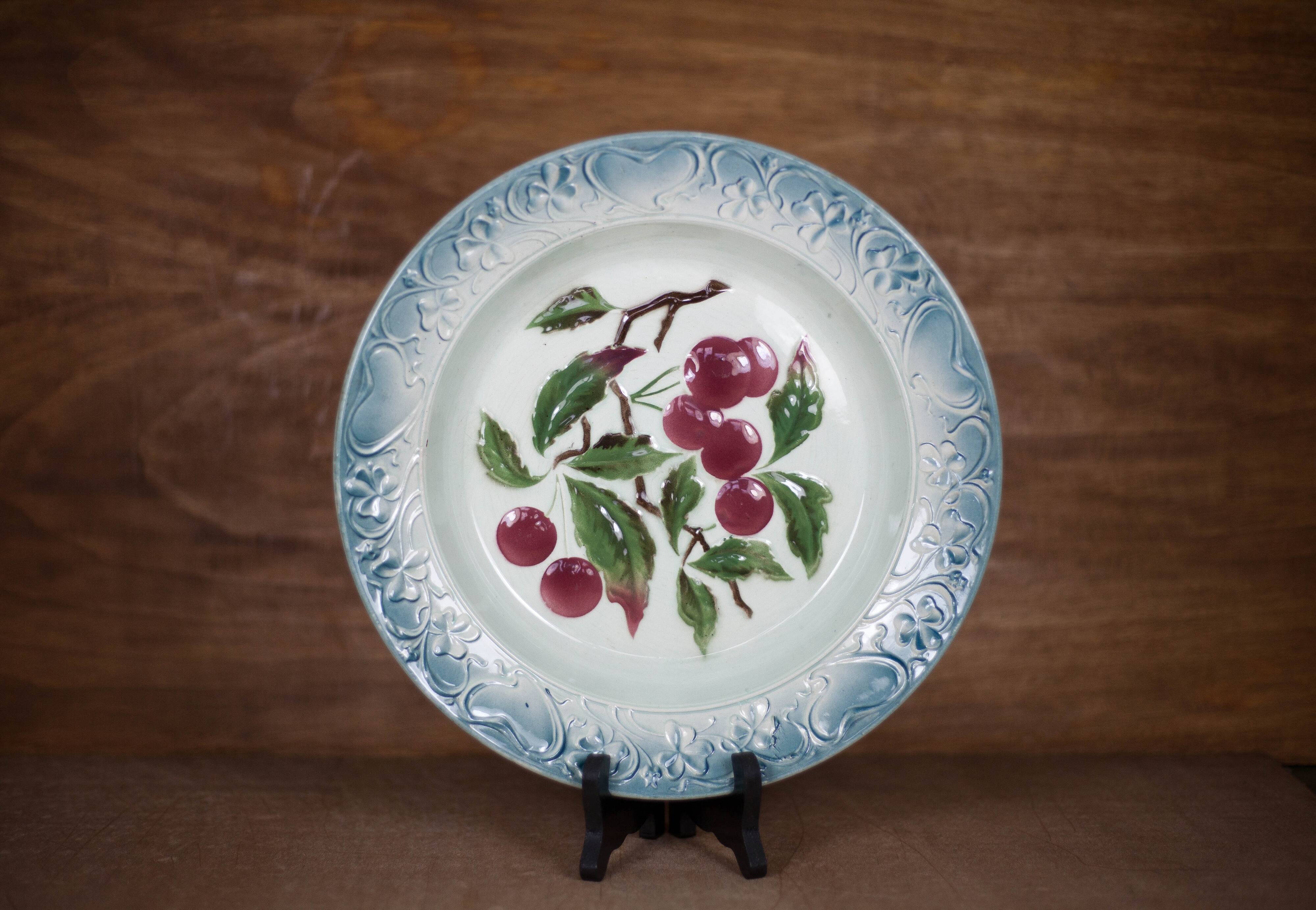 Vintage porcelain dish, slip dish, fruit motif dish, collection, tableware