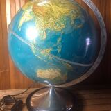 Old world map globe terrestrial grange batelière paris vintage #a356