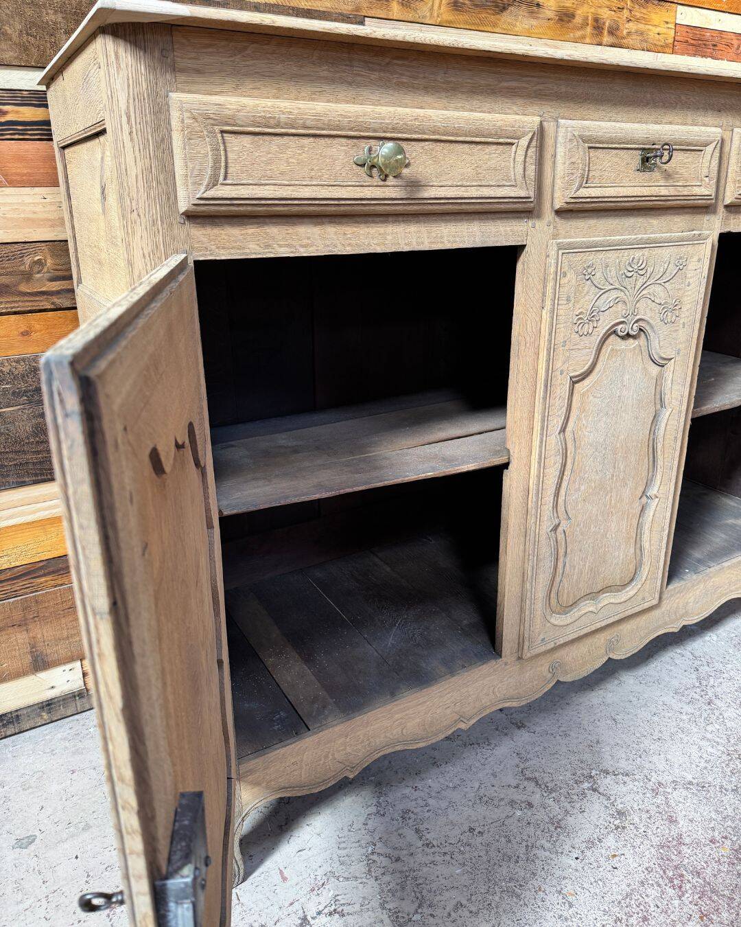 Solid oak buffet - sandblasted - late 18th century