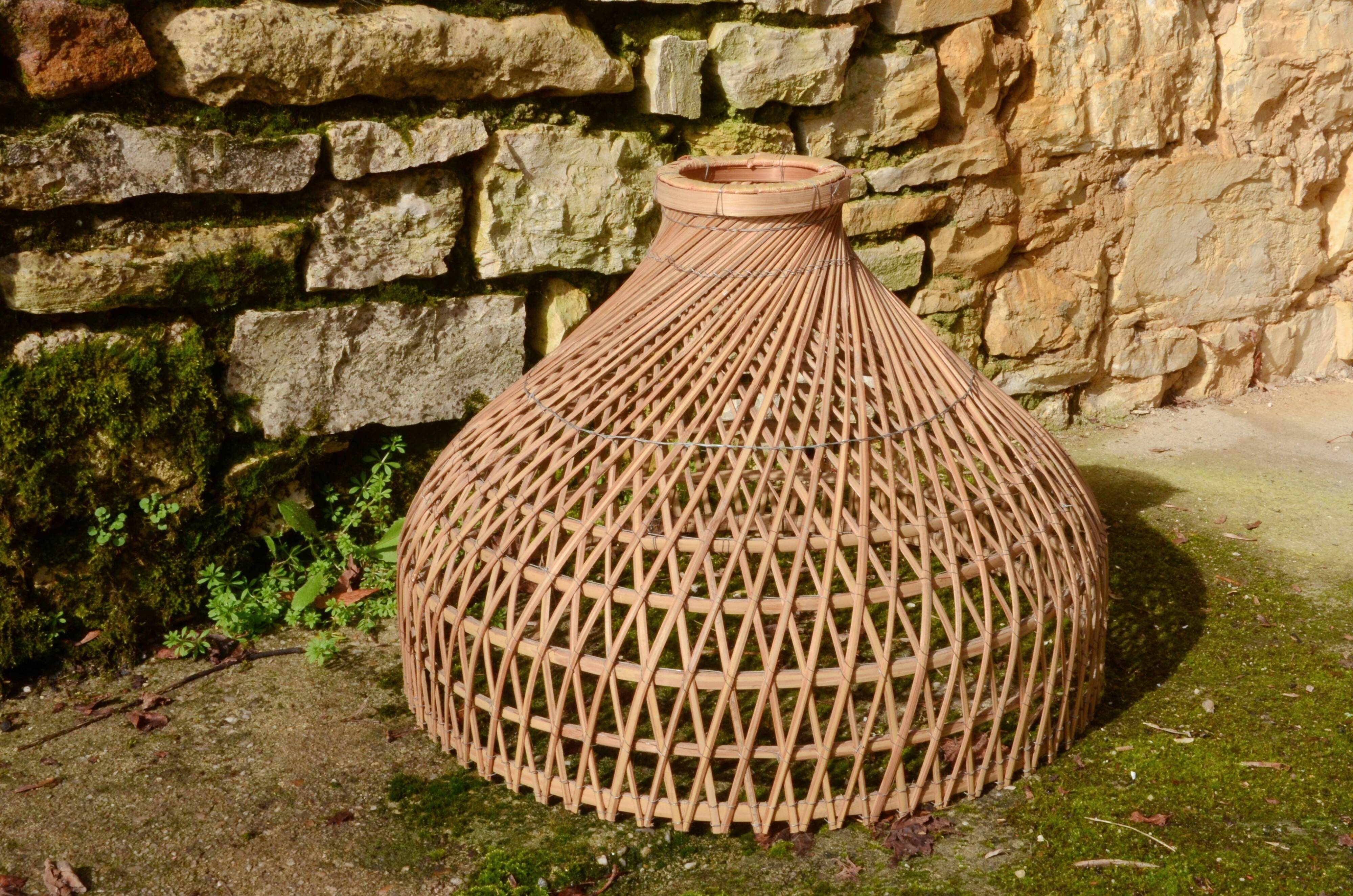 Large rattan pendant light, handmade, 55x40cm