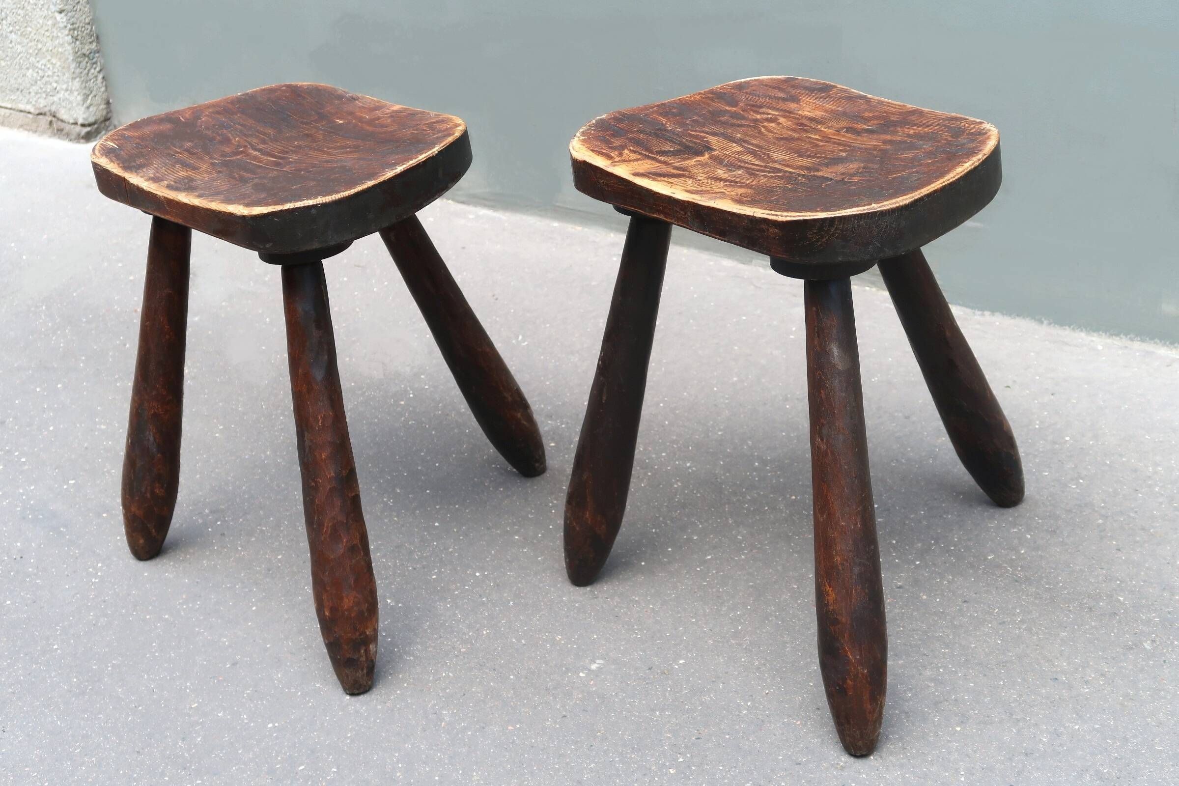 Pair of vintage brutalist stools