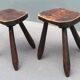 Pair of vintage brutalist stools