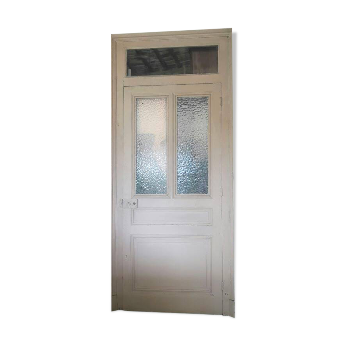 Large glazed door and its old glazed transom.