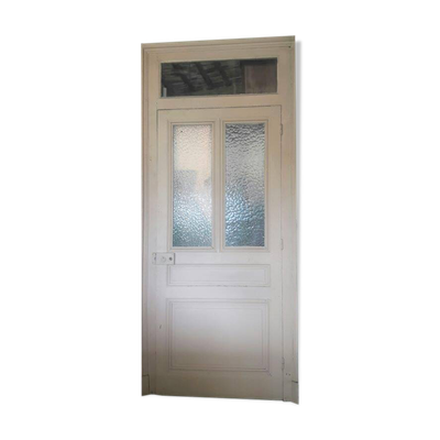 Porte vitrée et son cadre ancien, imposte vitré