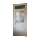 Porte vitrée et son cadre ancien, imposte vitré