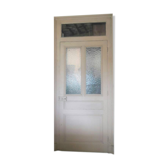 Porte vitrée et son cadre ancien, imposte vitré