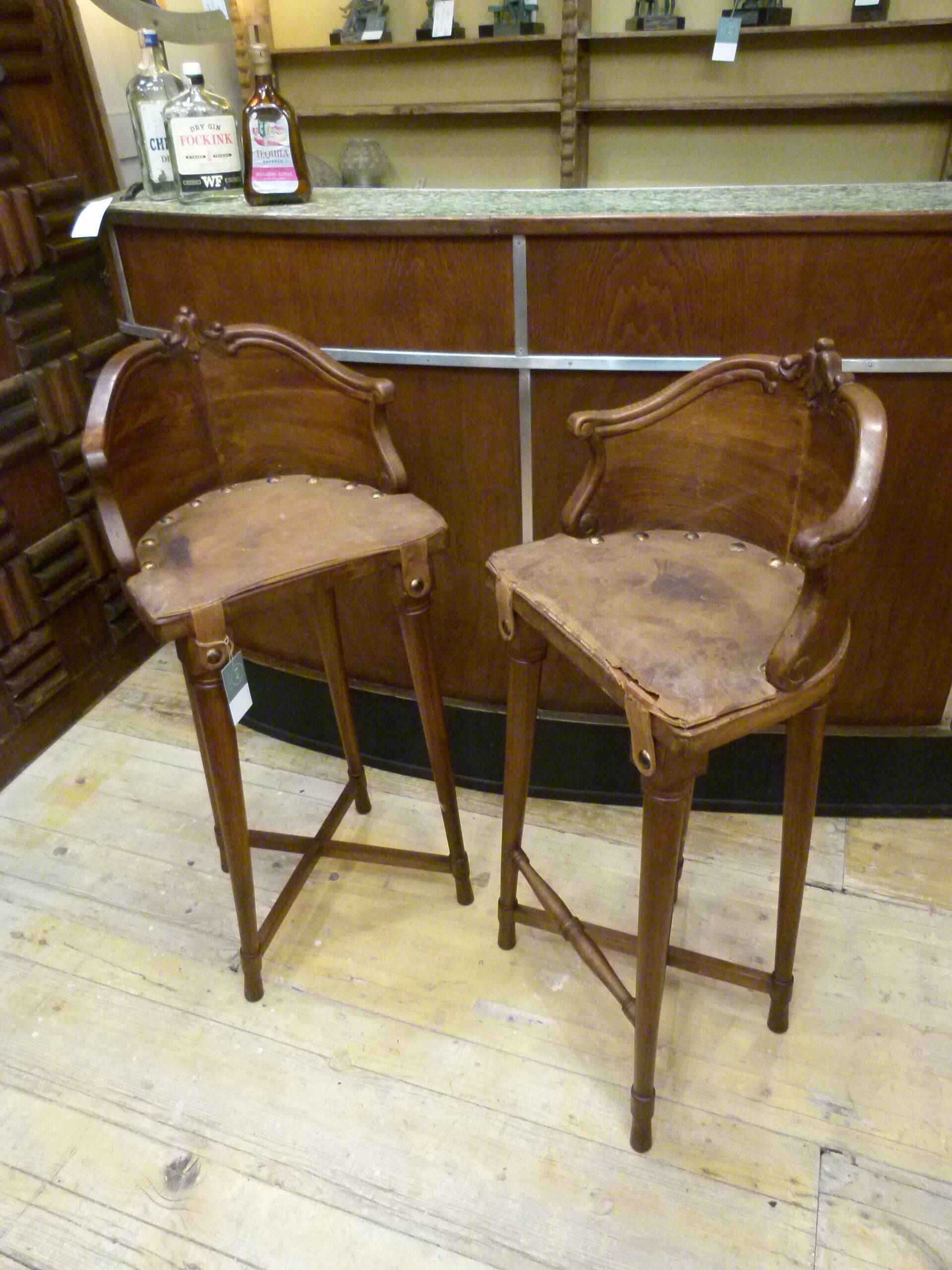 Pair of Gaudí-style stools