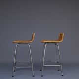 Chromed steel and rattan bar stools from Rohé Noordwolde, 1960s, Set of 2
