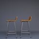 Chromed steel and rattan bar stools from Rohé Noordwolde, 1960s, Set of 2