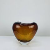 Vintage Holmegaard style blown glass heart vase