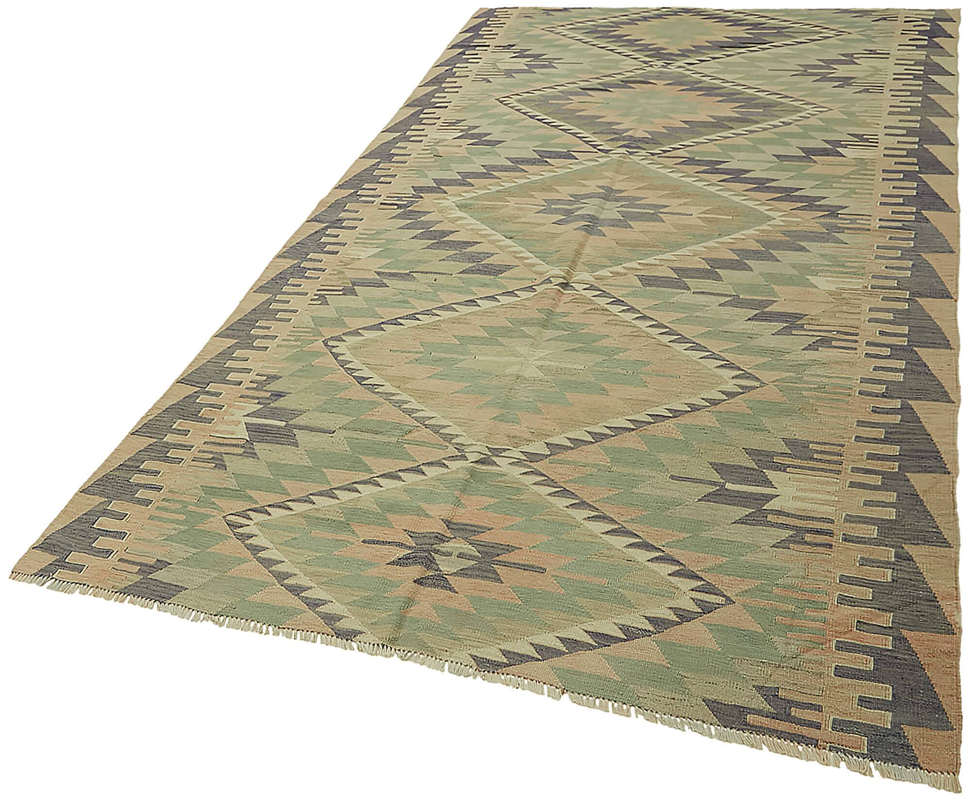 Turkish Handmade Vintage Anatolian Kilim 165 cm x 306 cm