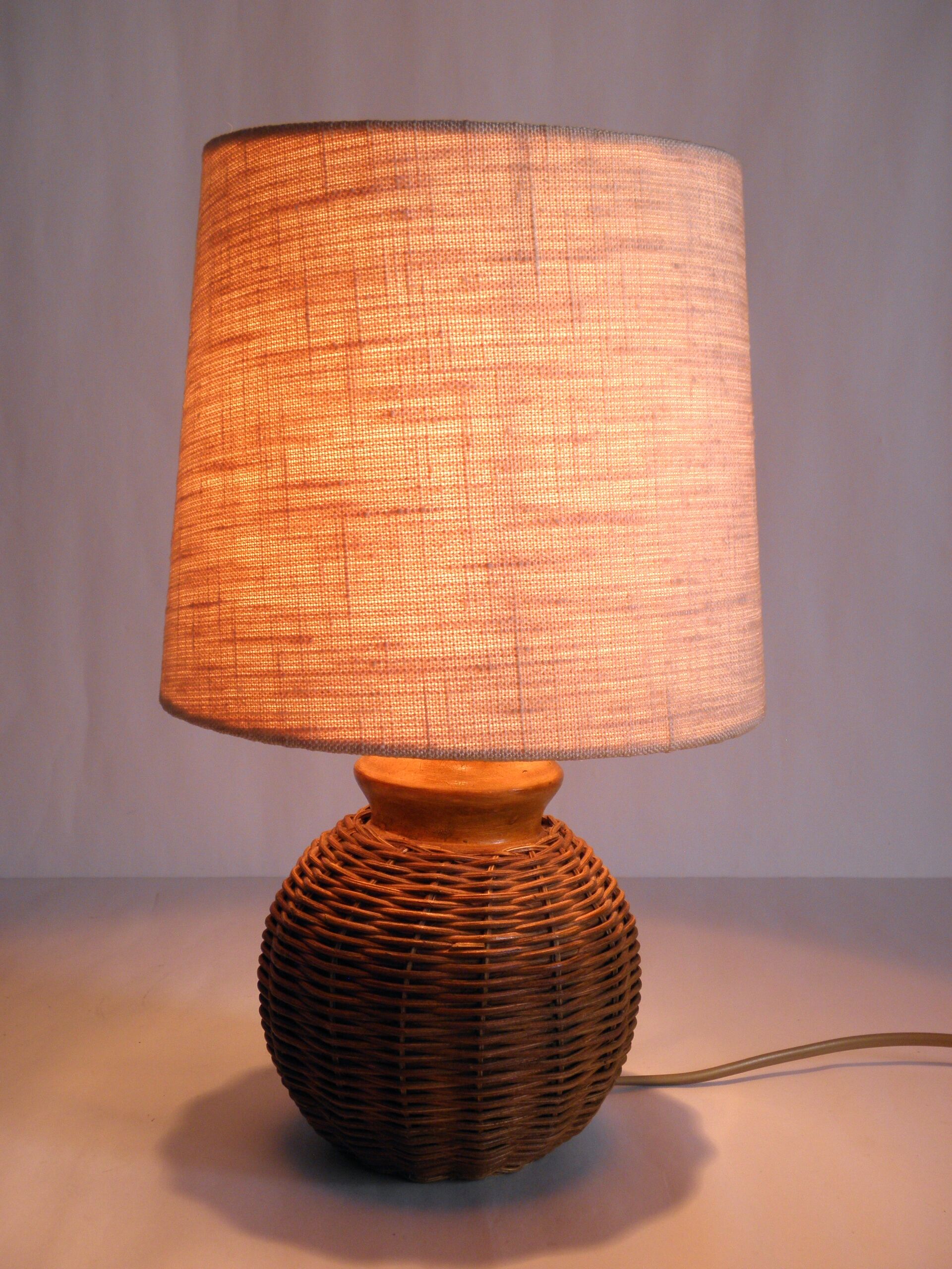 Rattan table lamp and fabric