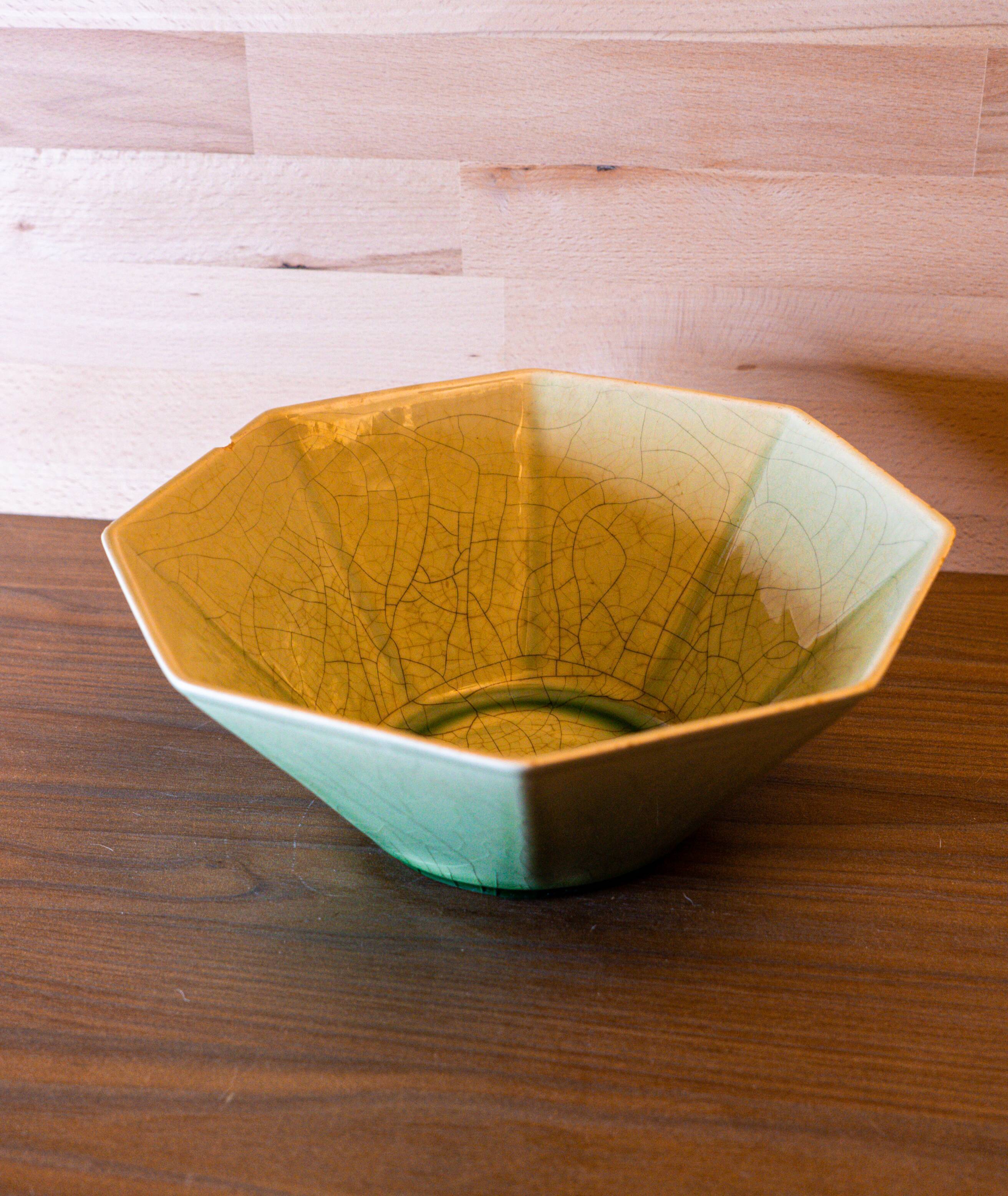 Beautiful emerald green salad bowl in Charolles faince