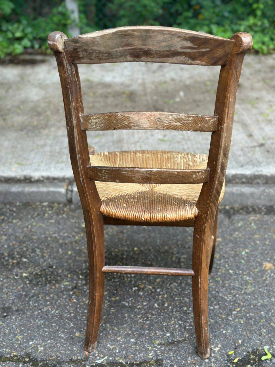 Louis Philippe dining chair, medium solid wood with straw, 85cm.