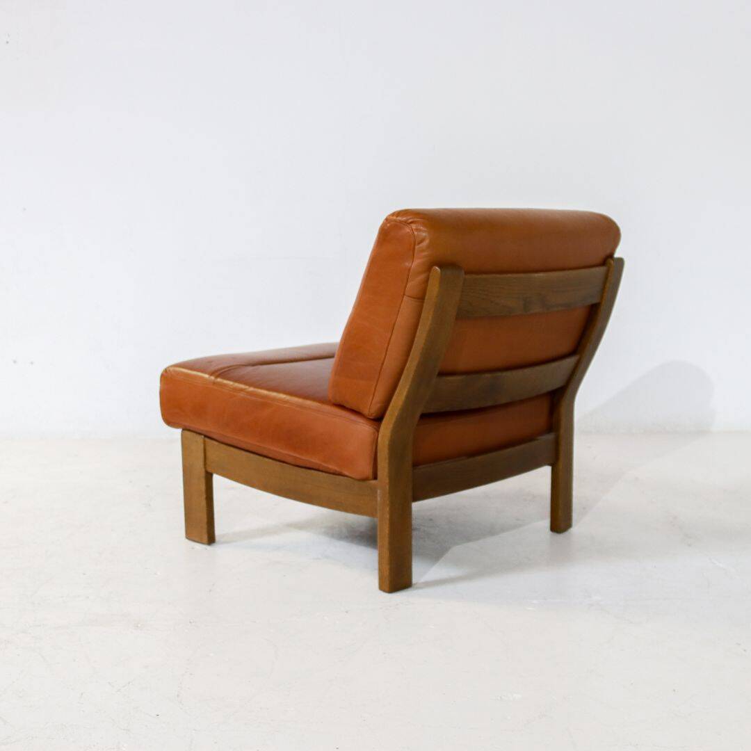 Brutalist 7-piece cognac leather modular sofa