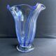 Large blue glass vase with inclusions – Murano art glassware