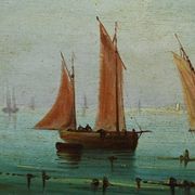 Tableau "Sailboats on the Mediterranean", oil on panel, French school of the 19th century.