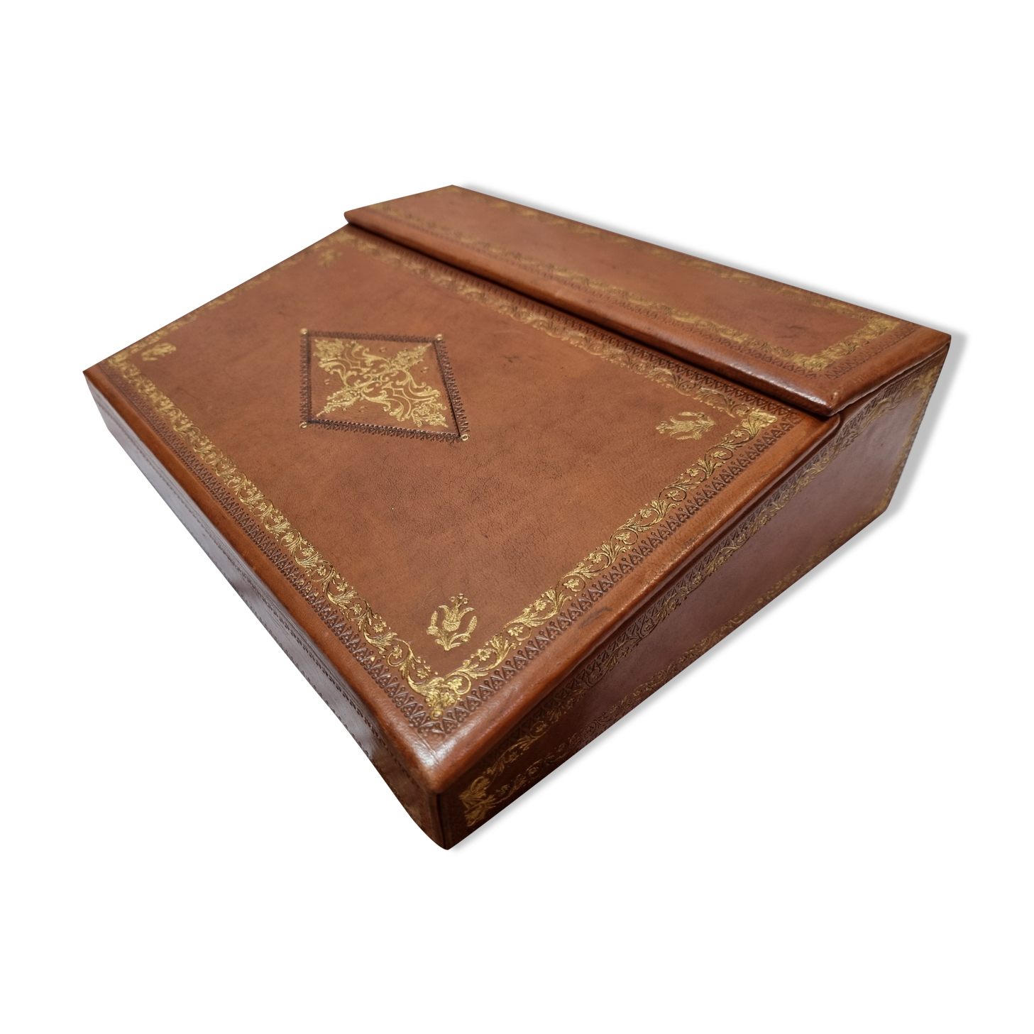 Écritoire de voyage en cuir vers 1940-50