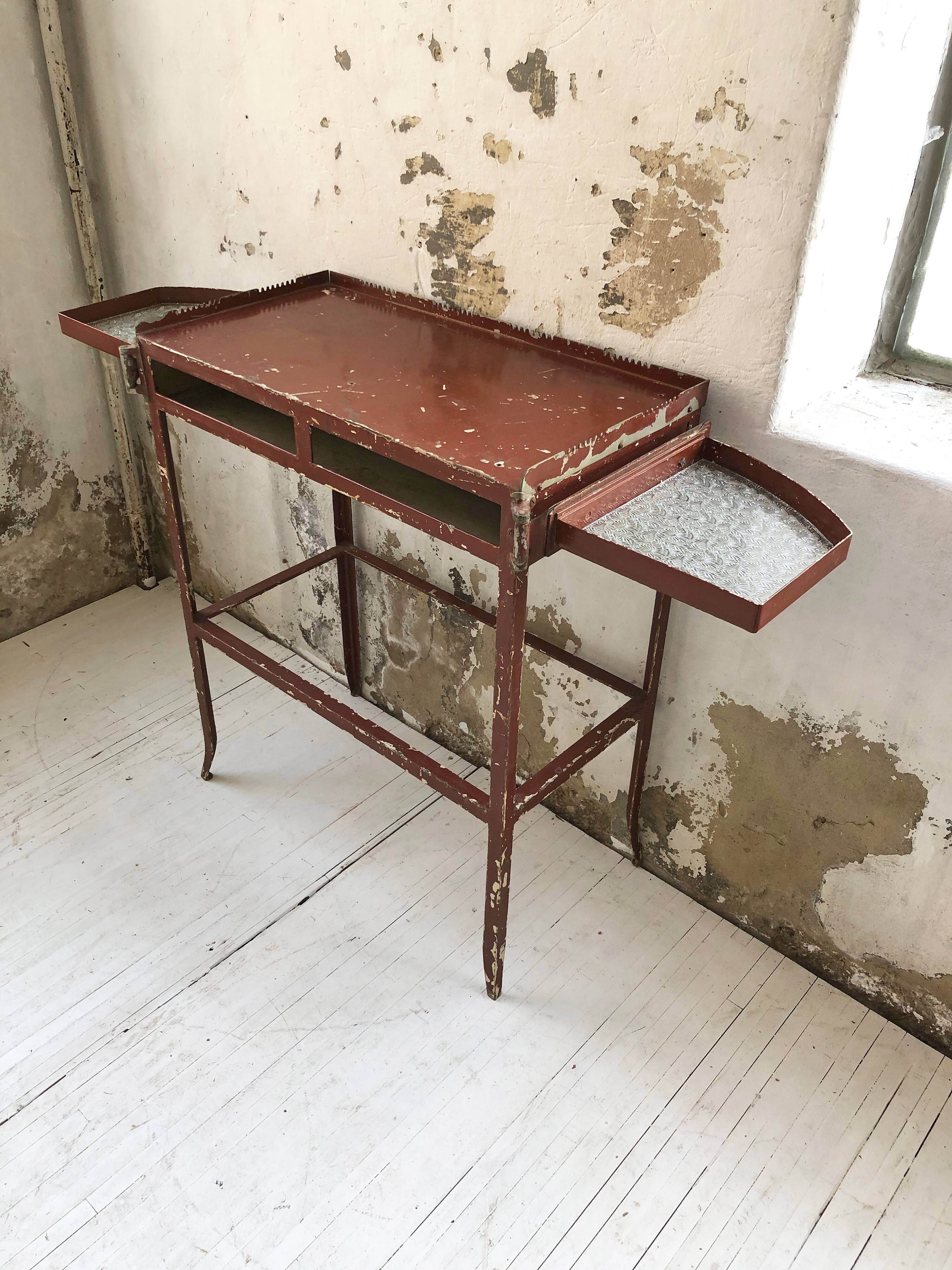 19th metal patinated dentist furniture